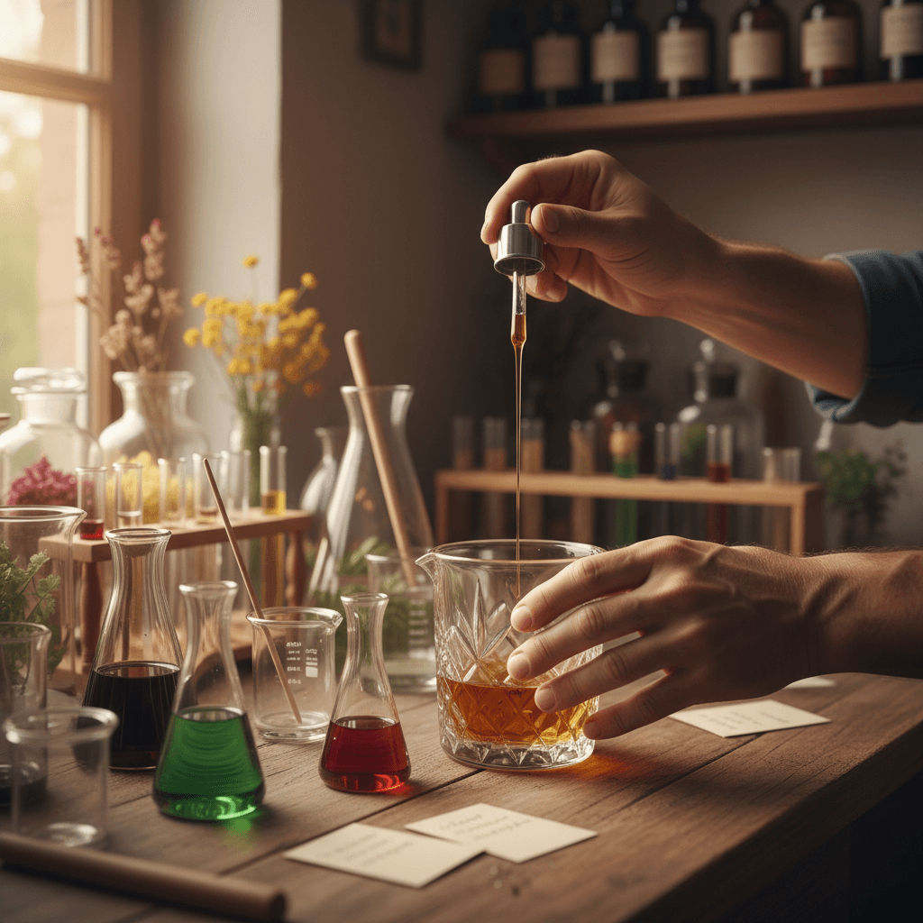 Scent strips and formulation notes on the bench