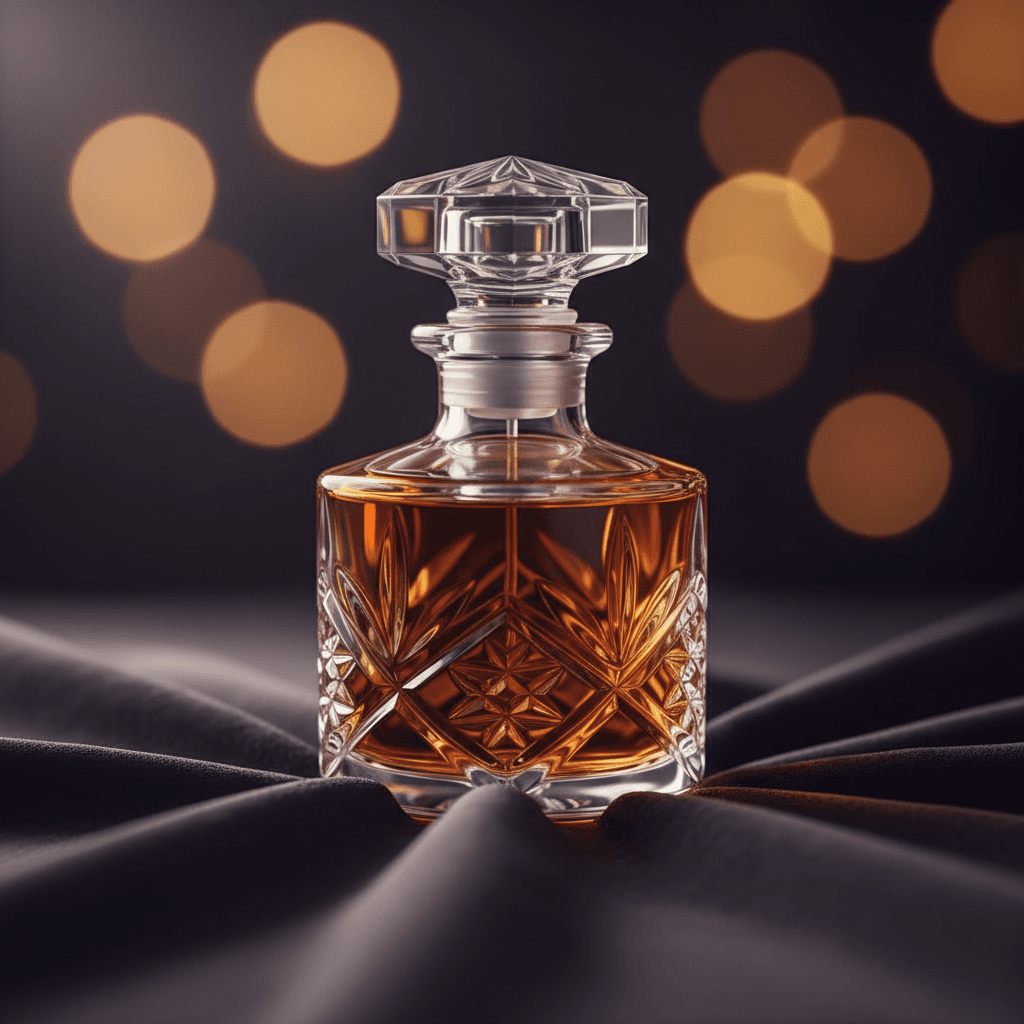 Purple amethyst perfume bottle in dark moody lighting